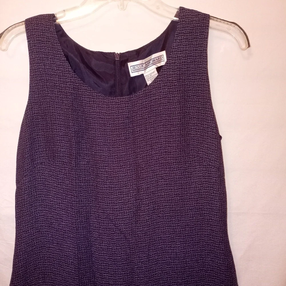 Jessica Howard Purple 2 Piece Dress Set Jacket Blazer‎ Sheath Midi Size 8